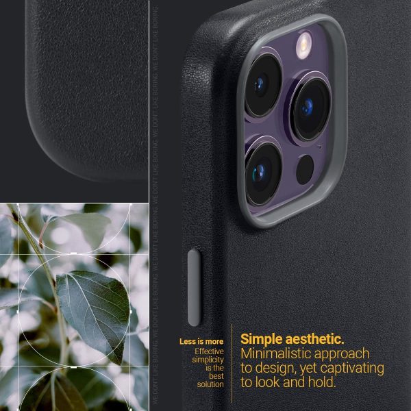 71KIQweGisL._AC_SL1200_ iPhone 14 Pro Max NanoPop Mag Leather Edition Dual tone Case by Caseology Magsafe Enabled - Black Sesame - ACS04872 - Image 5