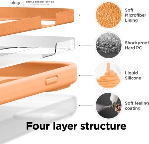 iPhone 14 Pro Max Liquid Silicon Case by elago Full Body Protective Cover, Shockproof, Slim Phone Case, Anti-Scratch Soft Microfiber Lining - Orange - Image 3