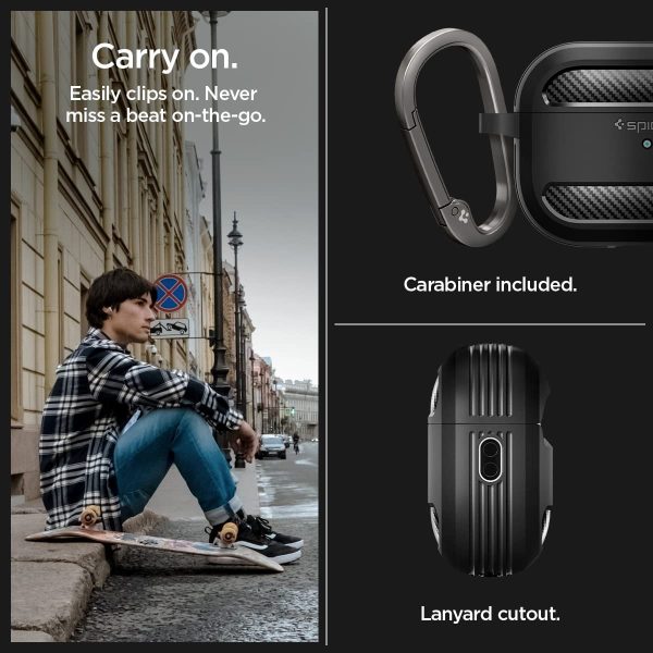 71MGNfZ7jOL._AC_SL1200_ Apple AirPods Pro (2022) Case Spigen Rugged Armor - Matte Black - ACS05482 - Image 5