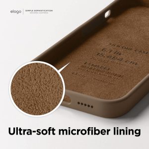 iPhone 14 Pro Max Liquid Silicon Case by elago Full Body Protective Cover, Shockproof, Slim Phone Case, Anti-Scratch Soft Microfiber Lining - Brown - Image 2
