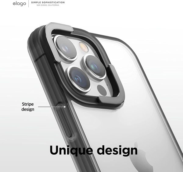 71UwSi1SHfL._AC_SL1500_ iPhone 14 Pro Dual Clear Case by elago PC + TPU Hybrid Technology, Reduced Yellowing, Crystal Clear, Shockproof Bumper Cover, Full Body Protection - Black - Image 5