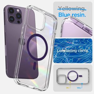 Apple iPhone 14 Pro Ultra Hybrid MagFit MagSafe Enabled Case by Spigen - ACS05585 - Deep Purple - Image 8