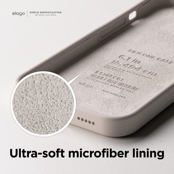 71dzIlWS-NL._AC_SL1500_ iPhone 14 Pro Liquid Silicon Case by elago Full Body Protective Cover, Shockproof, Slim Phone Case, Anti-Scratch Soft Microfiber Lining - Stone - Image 6