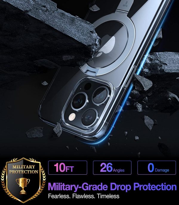 71elnU34ofL._AC_SL1500_ iPhone 14 Pro UPRO OStand Case by Torras with Built in Stand for Vertical & Horizontal Prop up Phone, Magsafe Charging Compatible Shockproof Drop Protection - Clear - Image 2