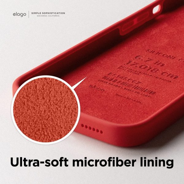 iPhone 14 Pro Max Liquid Silicon Case by elago Full Body Protective Cover, Shockproof, Slim Phone Case, Anti-Scratch Soft Microfiber Lining - Red - Image 4