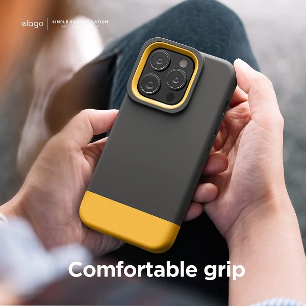 71fjWQr1ruL._AC_SL1500_ iPhone 14 Pro Max Glide Armor Case by elago Glide Armor Case Drop Protection, Shockproof Protective TPU Cover, Upgraded Shockproof, Mix and Match Parts, Enhanced Camera Guard - Dark Gray / Yellow - Image 4