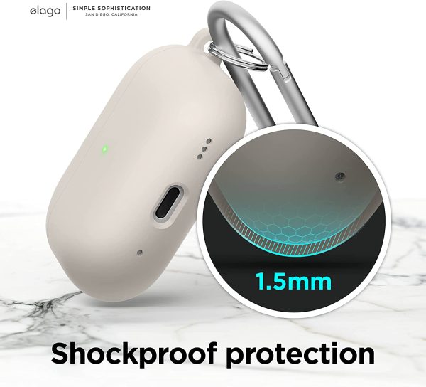 Airpods Pro 2022 elago Premium Liquid Silicone Hang Case - Stone - Image 4