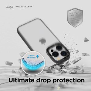 iPhone 14 Pro Dual Clear Case by elago PC + TPU Hybrid Technology, Reduced Yellowing, Crystal Clear, Shockproof Bumper Cover, Full Body Protection - Black - Image 3