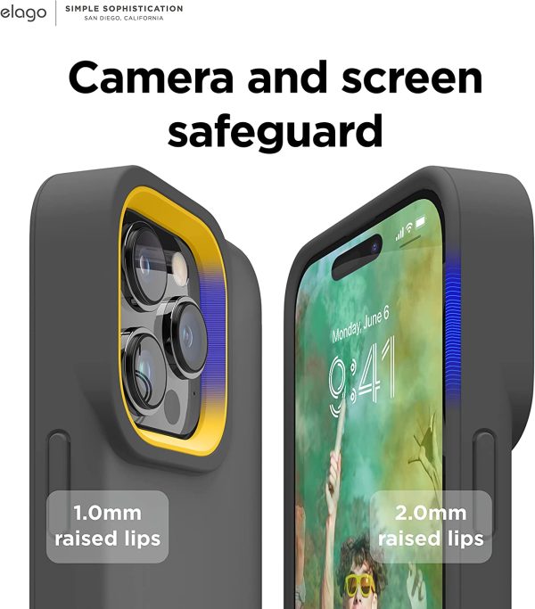 71ib0T-a09L._AC_SL1500_ iPhone 14 Pro Max Glide Armor Case by elago Glide Armor Case Drop Protection, Shockproof Protective TPU Cover, Upgraded Shockproof, Mix and Match Parts, Enhanced Camera Guard - Dark Gray / Yellow - Image 5