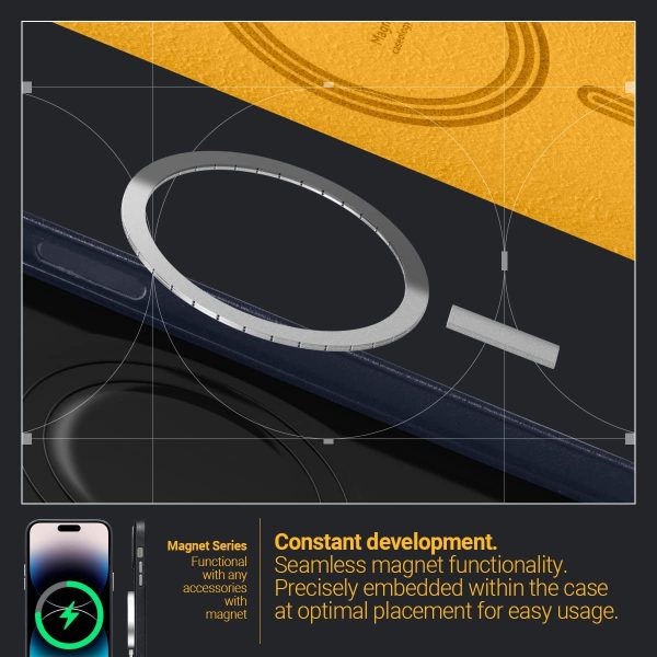 71kKUHJnHvL._AC_SL1200_ iPhone 14 Pro Max NanoPop Mag Leather Edition Dual tone Case by Caseology Magsafe Enabled - Blueberry Navy - ACS04871 - Image 5