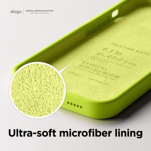 iPhone 14 Pro Liquid Silicon Case by elago Full Body Protective Cover, Shockproof, Slim Phone Case, Anti-Scratch Soft Microfiber Lining - Neon Yellow - Image 5