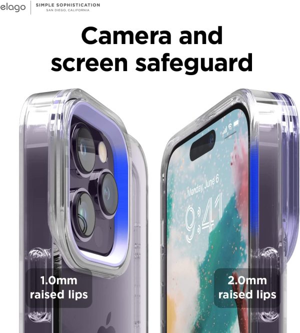 iPhone 14 Pro Glide Armor Case by elago Glide Armor Case Drop Protection, Shockproof Protective TPU Cover, Upgraded Shockproof, Mix and Match Parts, Enhanced Camera Guard - Clear / Purple - Image 3