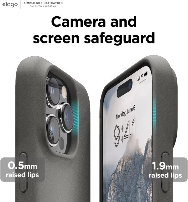 iPhone 14 Pro Max Pebble Case by elago Full Body Protective Cover, Shockproof, Special Pebble Coated, Slim, Anti-Scratch - City Grey - Image 3