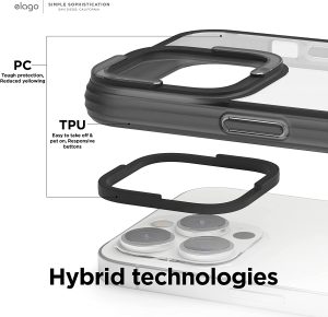iPhone 14 Pro Dual Clear Case by elago PC + TPU Hybrid Technology, Reduced Yellowing, Crystal Clear, Shockproof Bumper Cover, Full Body Protection - Black - Image 4