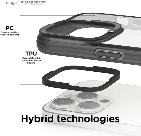 71mPj+lgLXL._AC_SL1500_ iPhone 14 Pro Dual Clear Case by elago PC + TPU Hybrid Technology, Reduced Yellowing, Crystal Clear, Shockproof Bumper Cover, Full Body Protection - Black - Image 4
