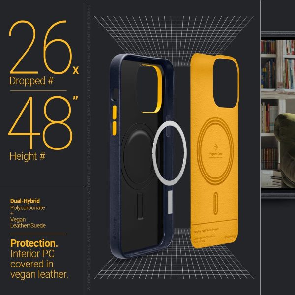 71+mcYxqnZL._AC_SL1200_ iPhone 14 Pro Max NanoPop Mag Leather Edition Dual tone Case by Caseology Magsafe Enabled - Blueberry Navy - ACS04871 - Image 3