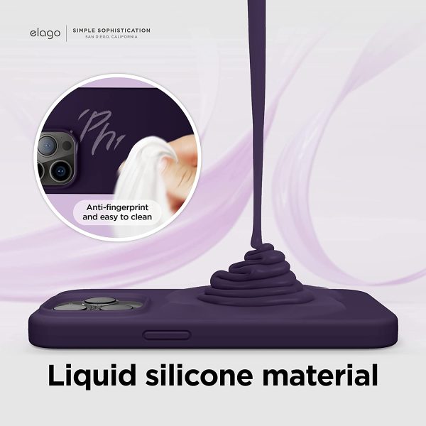 71nFAJfsI+L._AC_SL1500_ iPhone 14 Pro Max Liquid Silicon Case by elago Full Body Protective Cover, Shockproof, Slim Phone Case, Anti-Scratch Soft Microfiber Lining - Deep Purple - Image 5