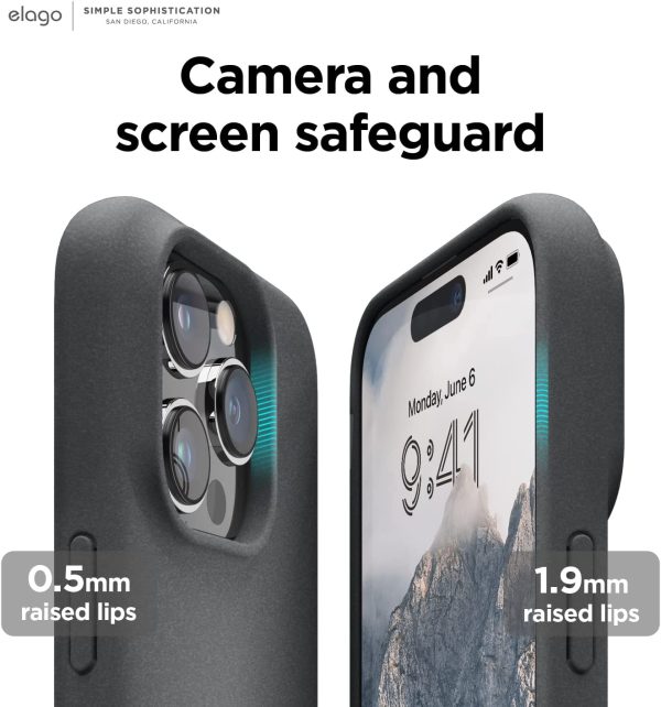 iPhone 14 Pro Max Pebble Case by elago Full Body Protective Cover, Shockproof, Special Pebble Coated, Slim, Anti-Scratch - Dark Grey - Image 3