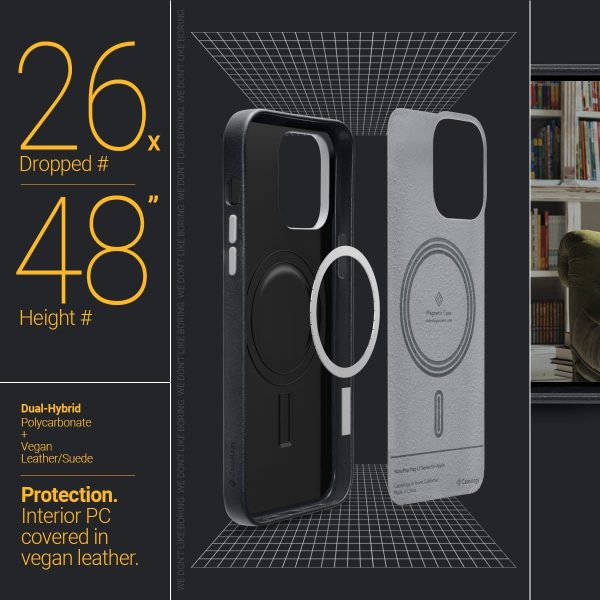 71tEryFLX1L._AC_SL1200_ iPhone 14 Pro Max NanoPop Mag Leather Edition Dual tone Case by Caseology Magsafe Enabled - Black Sesame - ACS04872 - Image 6