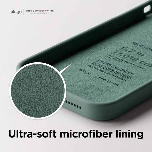 iPhone 14 Pro Max Liquid Silicon Case by elago Full Body Protective Cover, Shockproof, Slim Phone Case, Anti-Scratch Soft Microfiber Lining - Midnight Green - Image 7