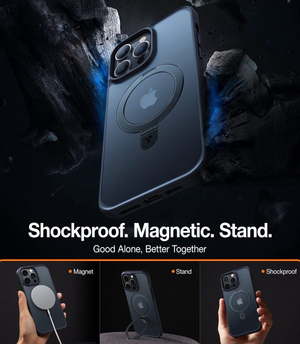 71uuJiQd-HL iPhone 14 Pro UPRO OStand Case by Torras with Built in Stand for Vertical & Horizontal Prop up Phone, Magsafe Charging Compatible Shockproof Drop Protection - Black - Image 6