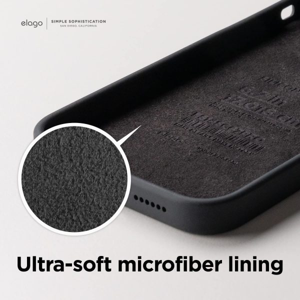 iPhone 14 Pro Max Liquid Silicon Case by elago Full Body Protective Cover, Shockproof, Slim Phone Case, Anti-Scratch Soft Microfiber Lining - Black - Image 6