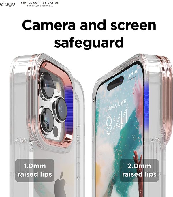81N4fW6AWnL._AC_SL1500_ iPhone 14 Pro Glide Armor Case by elago Glide Armor Case Drop Protection, Shockproof Protective TPU Cover, Upgraded Shockproof, Mix and Match Parts, Enhanced Camera Guard - Clear / Rose Gold - Image 5