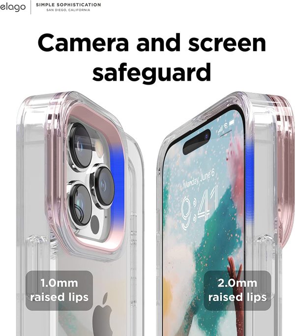 81YX3NBu7GL._AC_SL1500_ iPhone 14 Pro Glide Armor Case by elago Glide Armor Case Drop Protection, Shockproof Protective TPU Cover, Upgraded Shockproof, Mix and Match Parts, Enhanced Camera Guard - Clear / Lovely Pink - Image 6