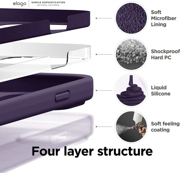 81aNlAg7xYL._AC_SL1500_ iPhone 14 Pro Max Liquid Silicon Case by elago Full Body Protective Cover, Shockproof, Slim Phone Case, Anti-Scratch Soft Microfiber Lining - Deep Purple - Image 4