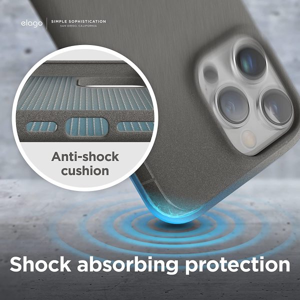 iPhone 14 Pro Max Pebble Case by elago Full Body Protective Cover, Shockproof, Special Pebble Coated, Slim, Anti-Scratch - City Grey - Image 4