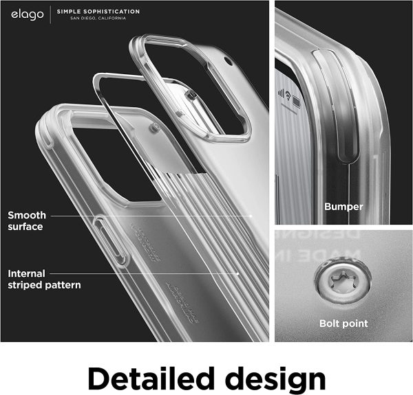 iPhone 14 Pro Buckler Case by elago US Military Grade Drop Protection, Heavy-Duty Protective Cover, Carbon Fiber Texture, Rugged Design, Shockproof Bumper - Frosted Clear - Image 5