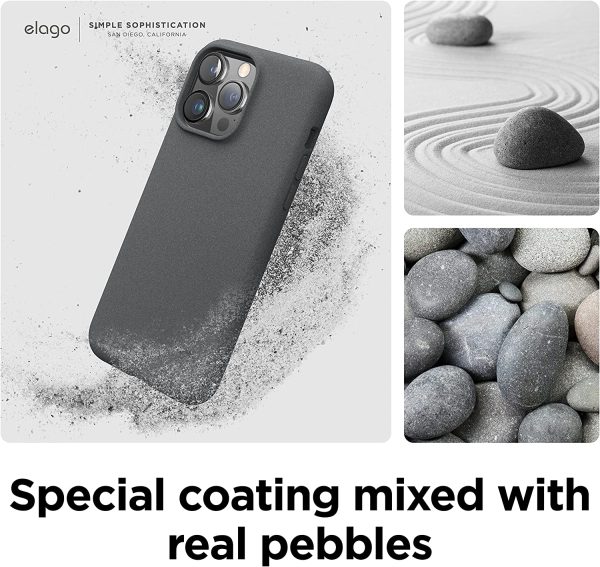 iPhone 14 Pro Max Pebble Case by elago Full Body Protective Cover, Shockproof, Special Pebble Coated, Slim, Anti-Scratch - Dark Grey - Image 6