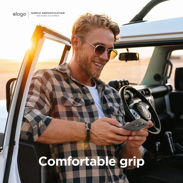 iPhone 14 Pro Max Pebble Case by elago Full Body Protective Cover, Shockproof, Special Pebble Coated, Slim, Anti-Scratch - City Grey - Image 7