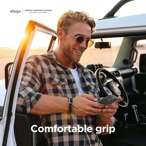 iPhone 14 Pro Max Pebble Case by elago Full Body Protective Cover, Shockproof, Special Pebble Coated, Slim, Anti-Scratch - Dark Grey - Image 7