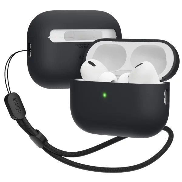 APP2RH-BA-BK_Amazon Airpods Pro 2022 elago Premium Liquid Silicone Hang Case - Black - Image 1