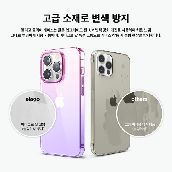 S14ARO67PRO-PKPU5 iPhone 14 Pro Aurora Case by elago Two Tone Gradient Design TPU Based Raised Edges to Protect Screen & Camera - Pink / Purple - Image 4
