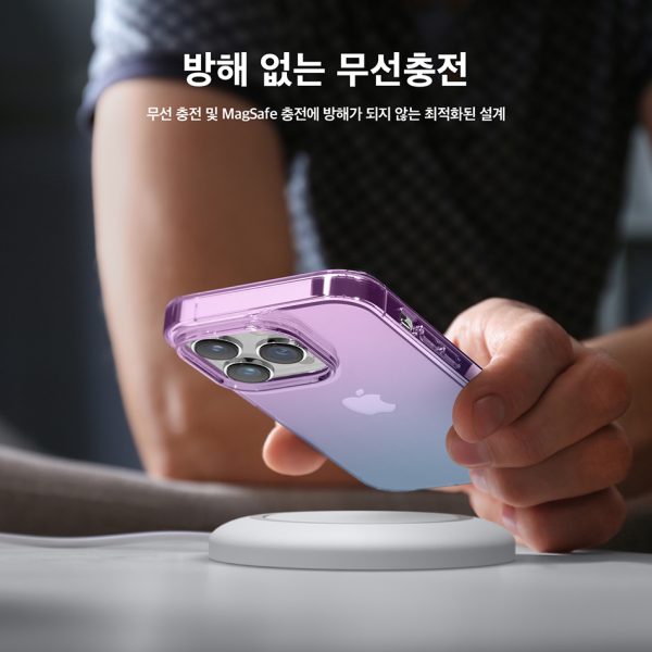 S14ARO67PRO-PUBL8 iPhone 14 Pro Aurora Case by elago Two Tone Gradient Design TPU Based Raised Edges to Protect Screen & Camera - Purple / Blue - Image 7