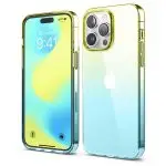 iPhone 14 Pro Aurora Case by elago Two Tone Gradient Design TPU Based Raised Edges to Protect Screen & Camera - Yellow / Blue