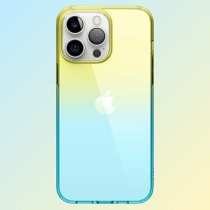 iPhone 14 Pro Max Aurora Case by elago Two Tone Gradient Design TPU Based Raised Edges to Protect Screen & Camera - Yellow / Blue - Image 9