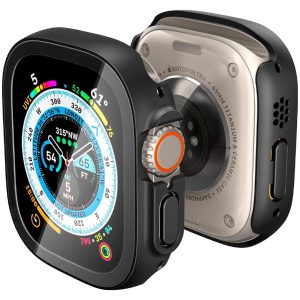 Apple Watch Ultra Thin Fit 360 Case with Tempered Glass by Spigen for 49mm - Black - ACS05558