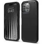 iPhone 14 Pro Max Buckler Case by elago US Military Grade Drop Protection, Heavy-Duty Protective Cover, Carbon Fiber Texture, Rugged Design, Shockproof Bumper - Black