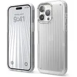 iPhone 14 Pro Buckler Case by elago US Military Grade Drop Protection, Heavy-Duty Protective Cover, Carbon Fiber Texture, Rugged Design, Shockproof Bumper - Frosted Clear