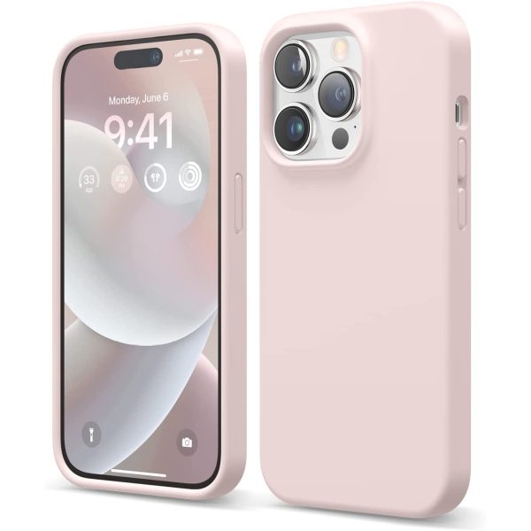 elago iphone 14 pro lovely pink case silico iPhone 14 Pro Liquid Silicon Case by elago Full Body Protective Cover, Shockproof, Slim Phone Case, Anti-Scratch Soft Microfiber Lining - Lovely Pink - Image 1