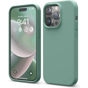 iPhone 14 Pro Max Liquid Silicon Case by elago Full Body Protective Cover, Shockproof, Slim Phone Case, Anti-Scratch Soft Microfiber Lining - Midnight Green