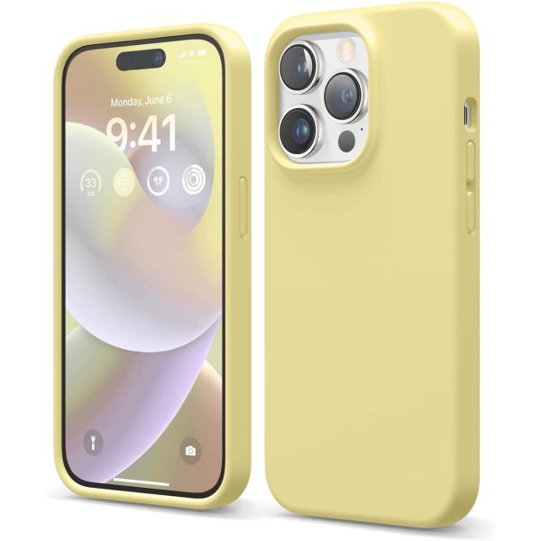 elago iphone 14 pro yellow case silicon iPhone 14 Pro Max Liquid Silicon Case by elago Full Body Protective Cover, Shockproof, Slim Phone Case, Anti-Scratch Soft Microfiber Lining - Yellow - Image 1