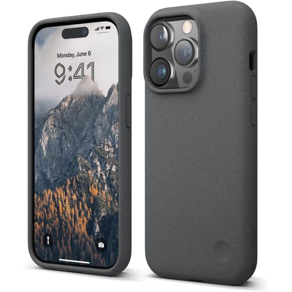 iPhone 14 Pro Max Pebble Case by elago Full Body Protective Cover, Shockproof, Special Pebble Coated, Slim, Anti-Scratch - Dark Grey - Image 1