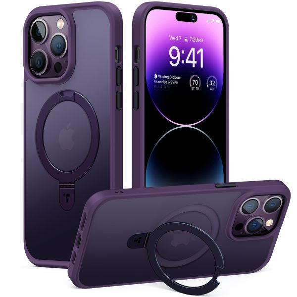iphone 14 pro 14 pro max torras upro o stand case deep purple 1 iPhone 14 Pro Max UPRO OStand Case by Torras with Built in Stand for Vertical & Horizontal Prop up Phone, Magsafe Charging Compatible Shockproof Drop Protection - Deep Purple - Image 1