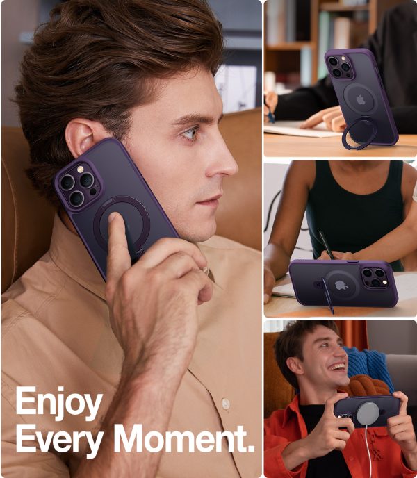 iphone 14 pro 14 pro max torras upro o stand case deep purple 12 iPhone 14 Pro Max UPRO OStand Case by Torras with Built in Stand for Vertical & Horizontal Prop up Phone, Magsafe Charging Compatible Shockproof Drop Protection - Deep Purple - Image 11
