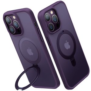 iPhone 14 Pro Max UPRO OStand Case by Torras with Built in Stand for Vertical & Horizontal Prop up Phone, Magsafe Charging Compatible Shockproof Drop Protection - Deep Purple - Image 2