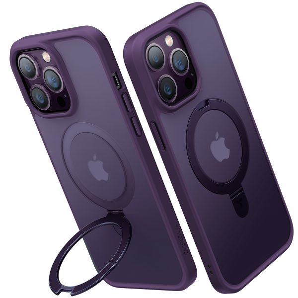 iphone 14 pro 14 pro max torras upro o stand case deep purple 2 iPhone 14 Pro Max UPRO OStand Case by Torras with Built in Stand for Vertical & Horizontal Prop up Phone, Magsafe Charging Compatible Shockproof Drop Protection - Deep Purple - Image 2
